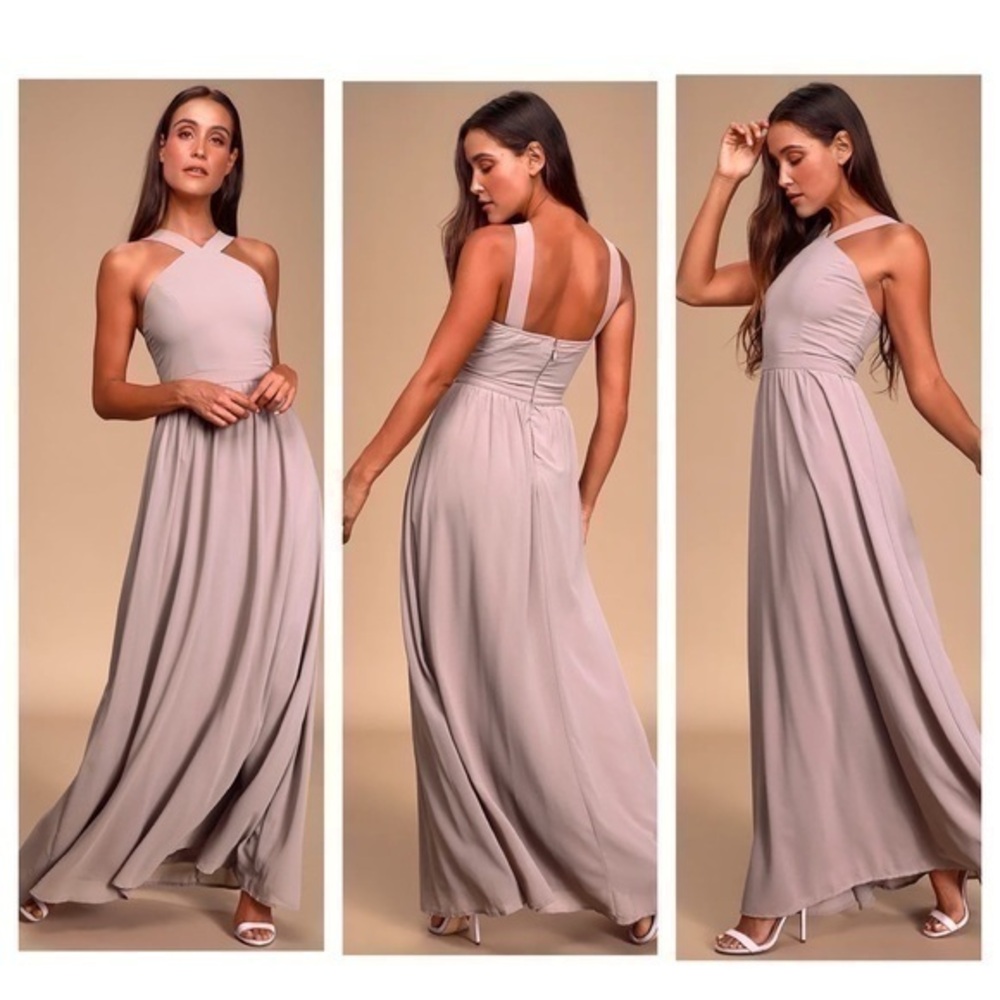 Lulus Air of Romance Taupe Maxi Dress